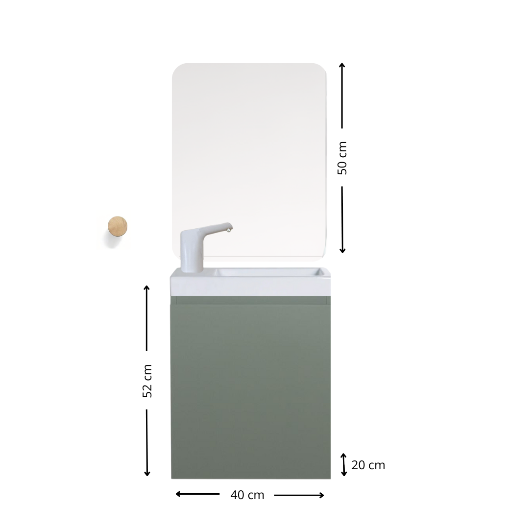 Ensemble lavabo Montessori avec son miroir et porte serviette - pour enfants de 18 mois à 8 ans - VERT