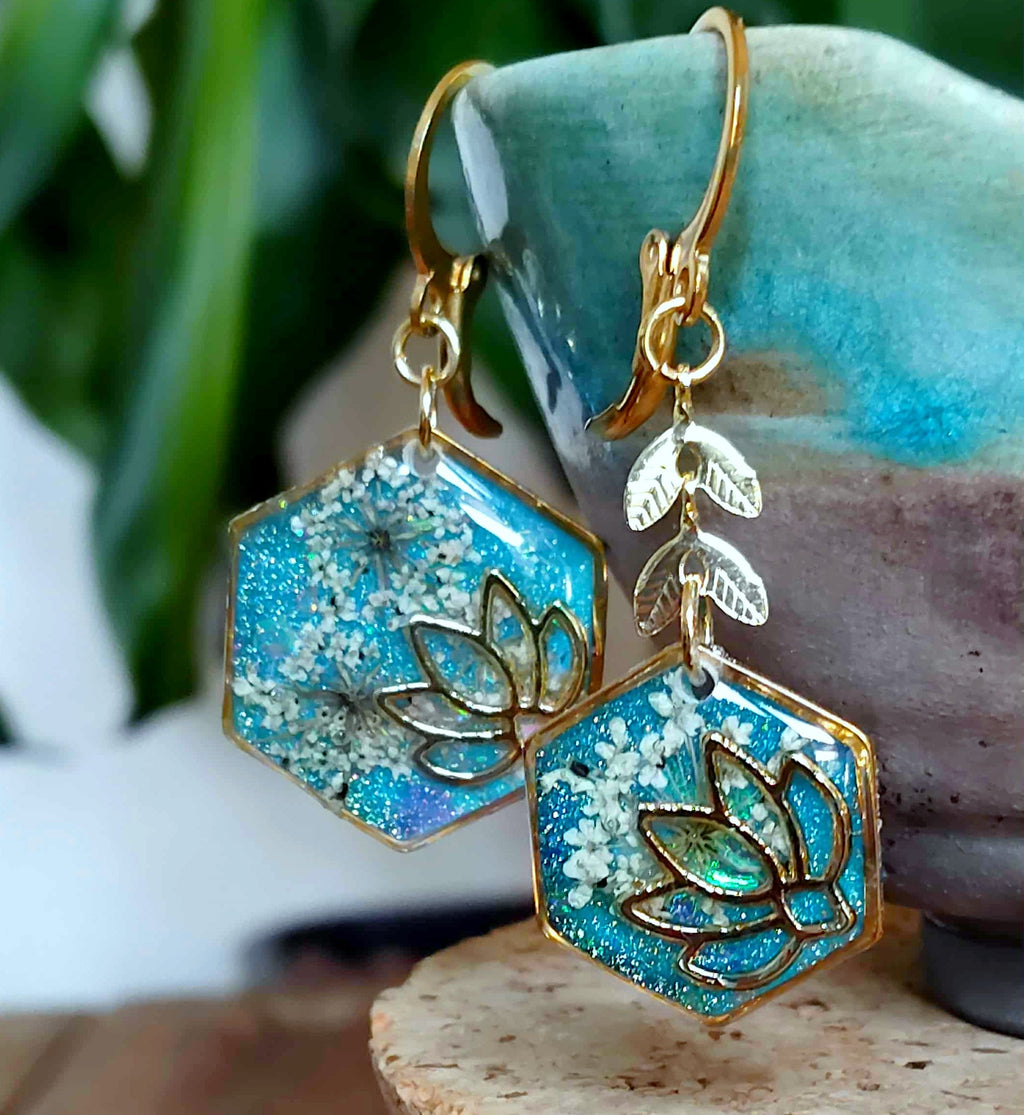 Boucles d'oreille Lotus Fleur de carotte