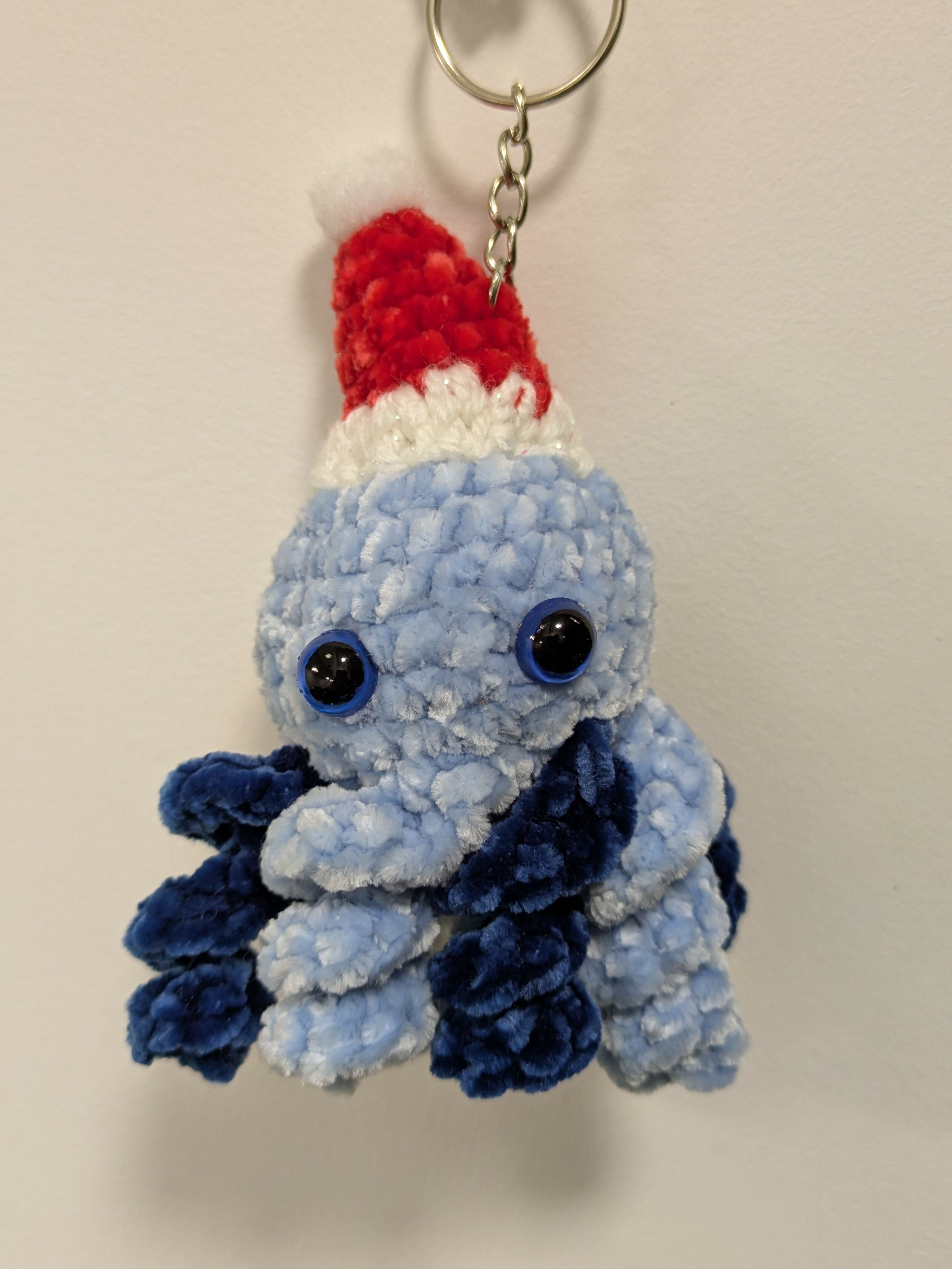 porte clefs poulpe de noël bleu claire