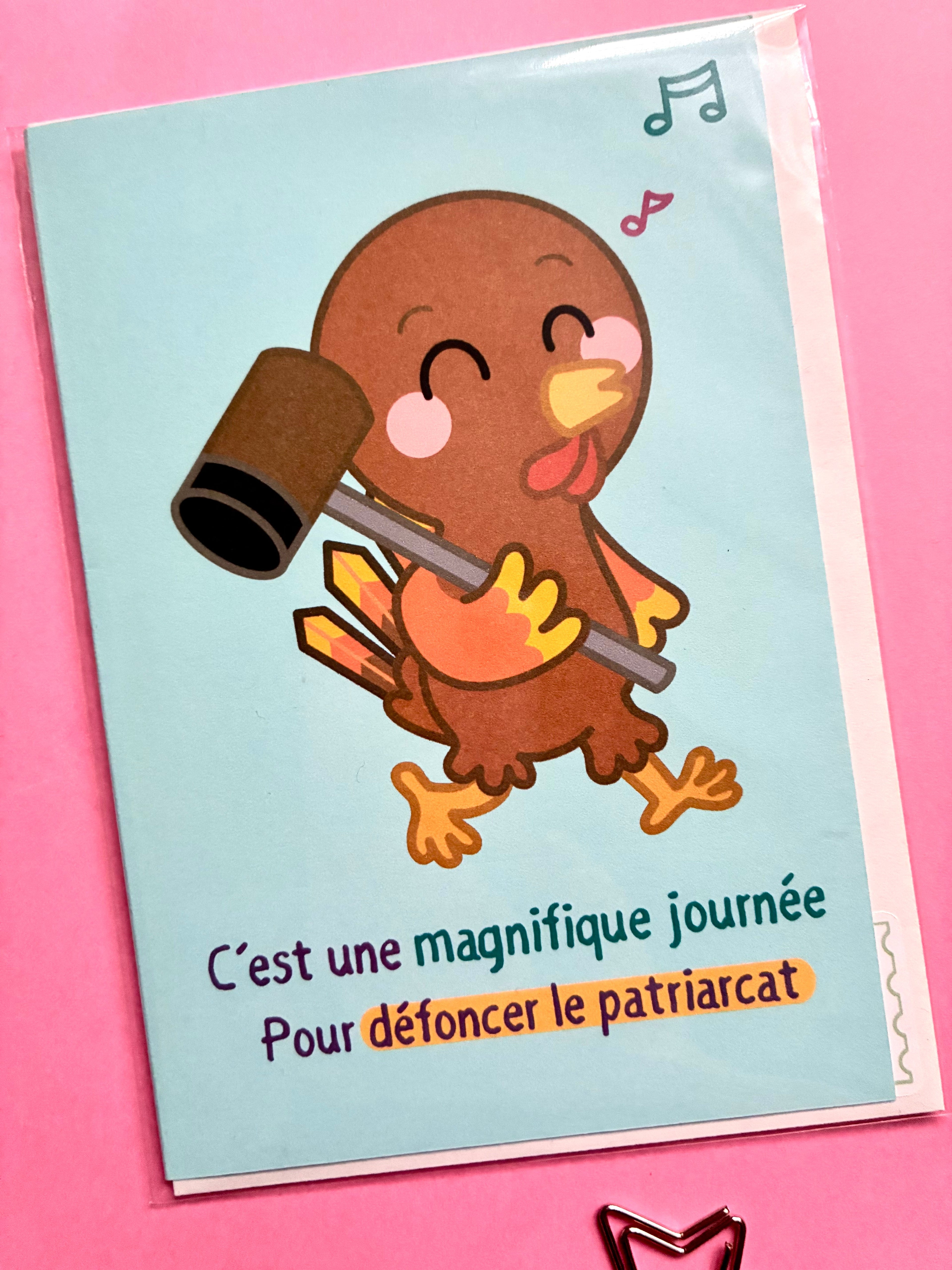 Card "It's a beautiful day to smash the patriarchy"