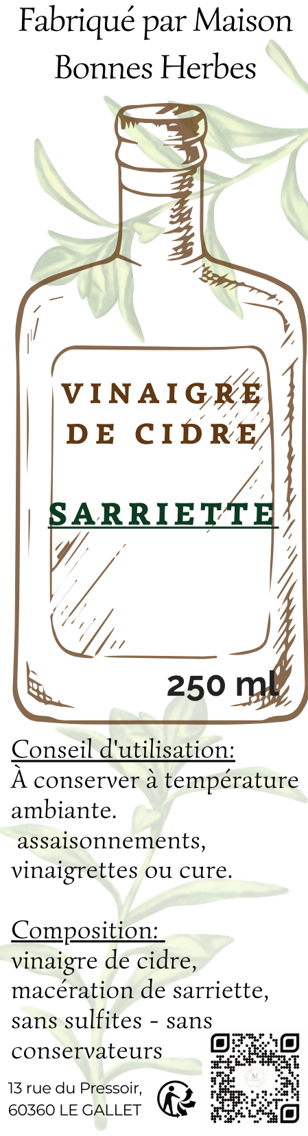 VINAIGRE DE CIDRE SARRIETTE