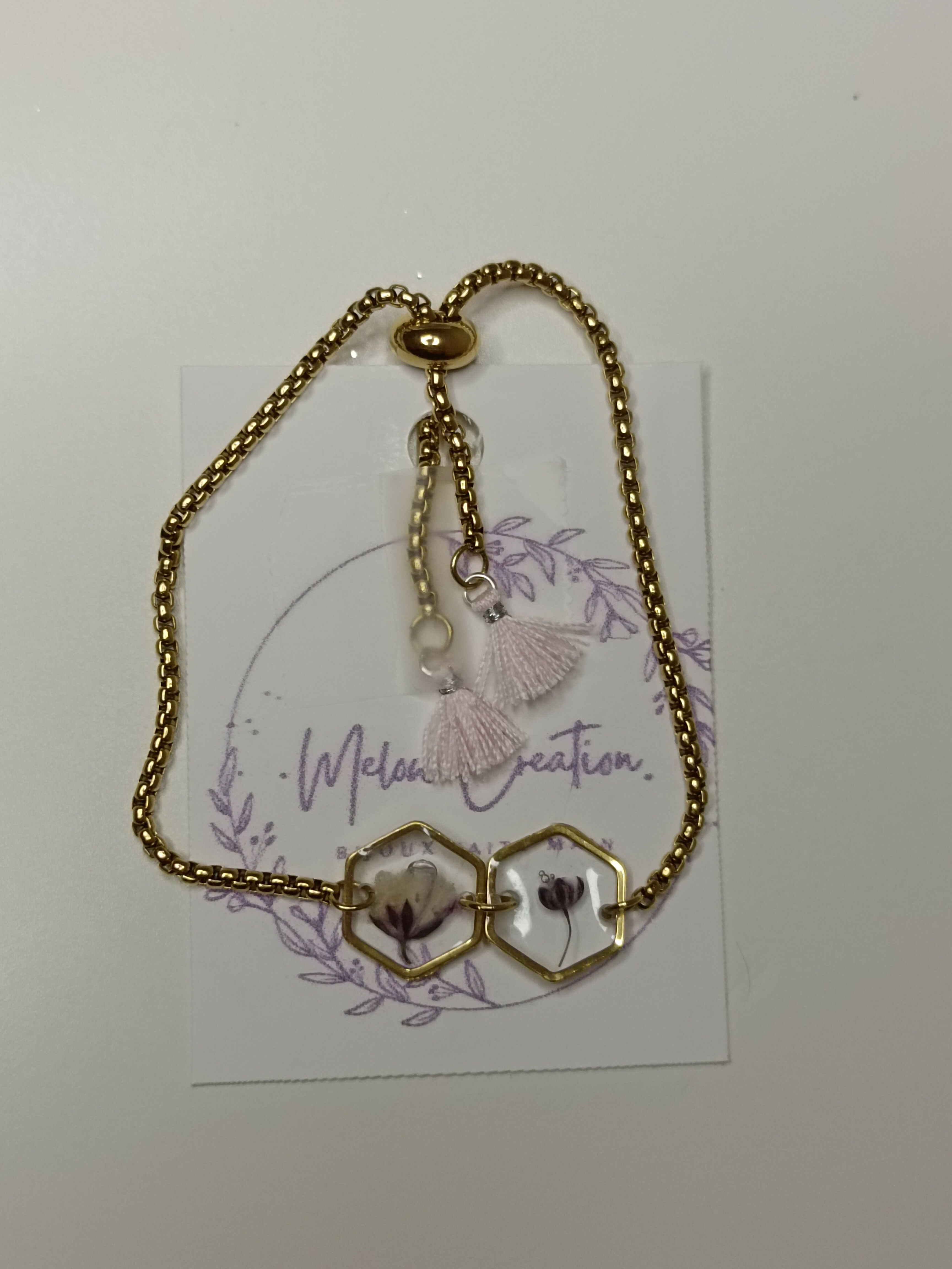 MEL/BFP Bracelets Fleurs séchées Pompons OR