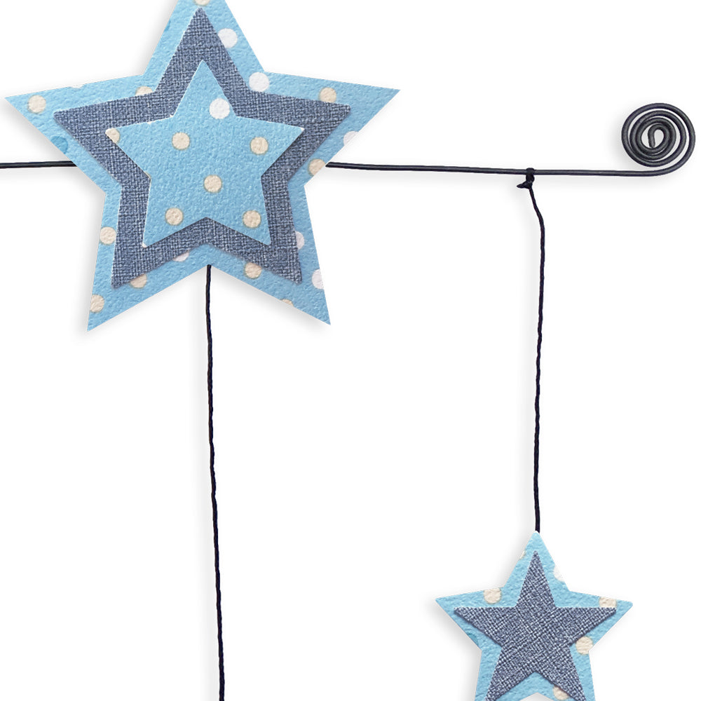Citation colorée en fil de fer - Étoile - Bleu : La tête dans les étoiles - Bijoux de mur