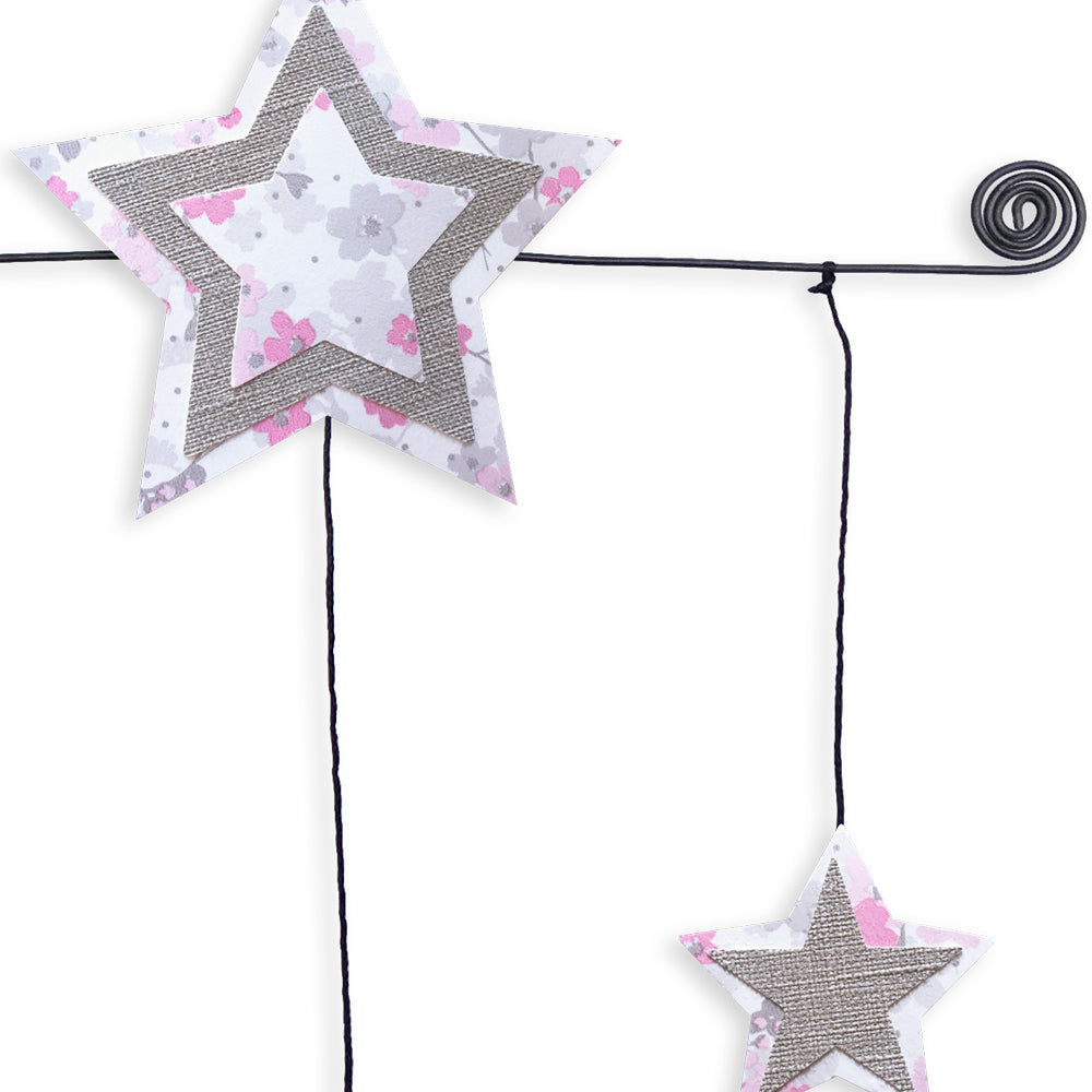 Citation colorée en fil de fer - Étoile - Rose : La tête dans les étoiles - Bijoux de mur