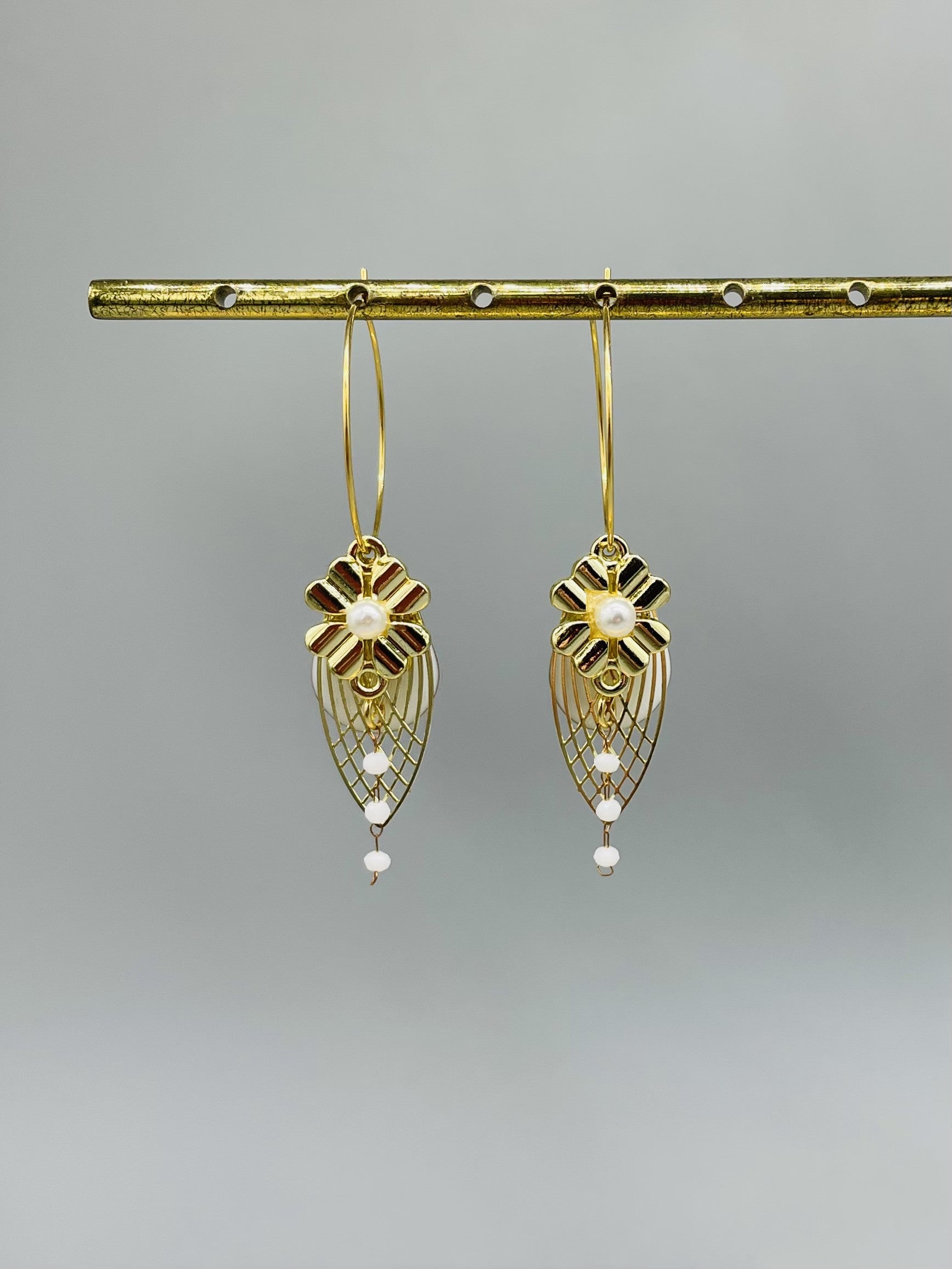 Créoles "Perles" blanches