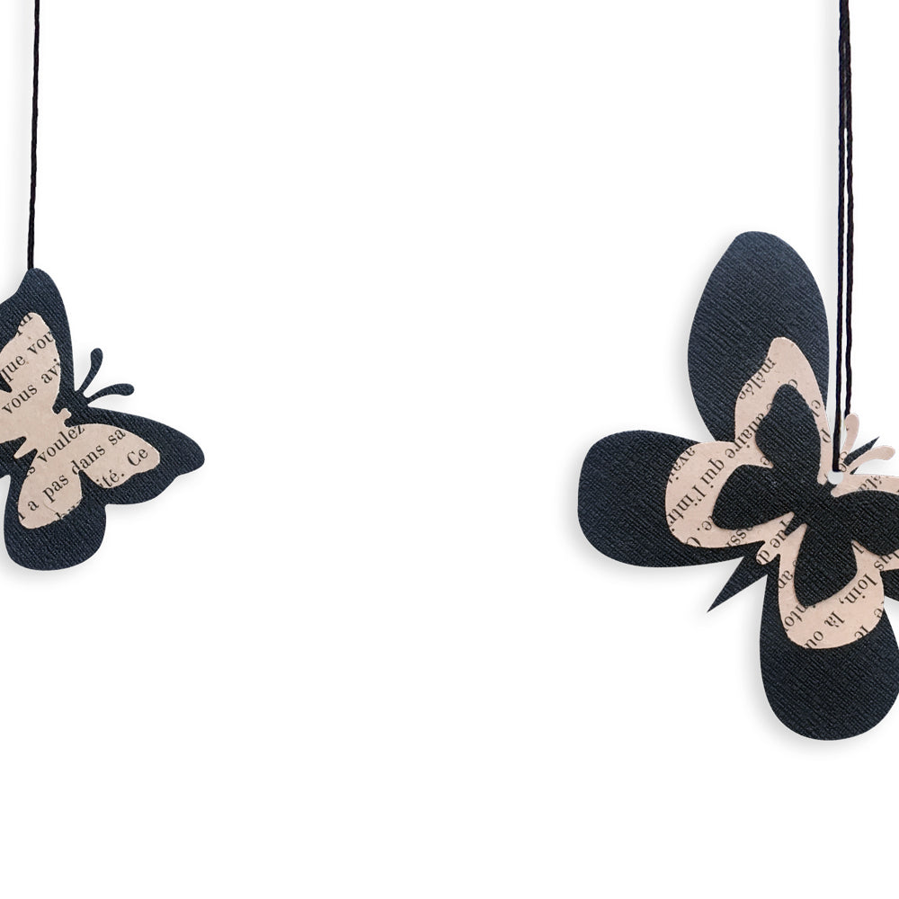 Citation colorée en fil de fer - Papillon - Noir : Il en faut peu pour être heureux - Bijoux de mur