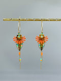 Créoles "Fleurs Indiennes" Orange et vert d'eau