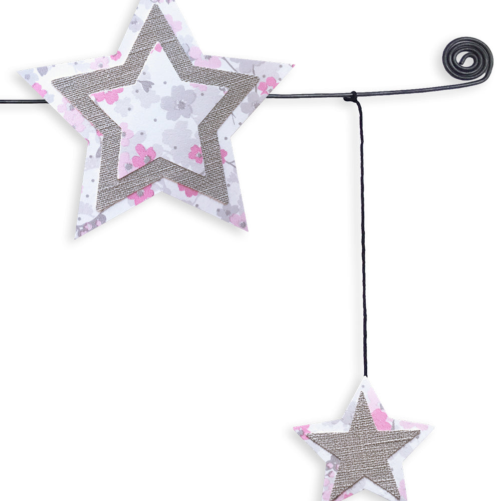 Citation colorée en fil de fer - Étoile - Rose : Née sous la bonne étoile " - Bijoux de mur