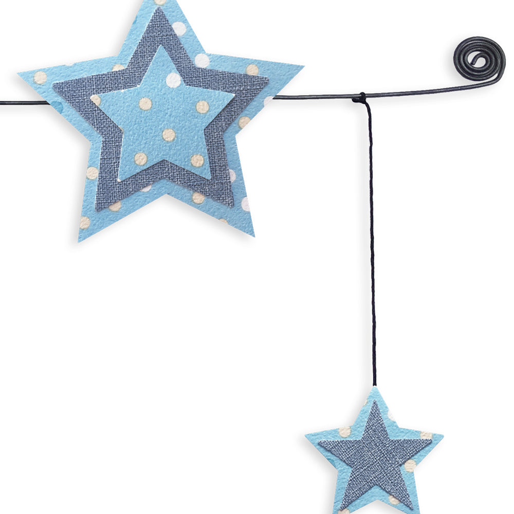 Citation colorée en fil de fer - Étoile - Bleu : Né sous la bonne étoile - Bijoux de mur