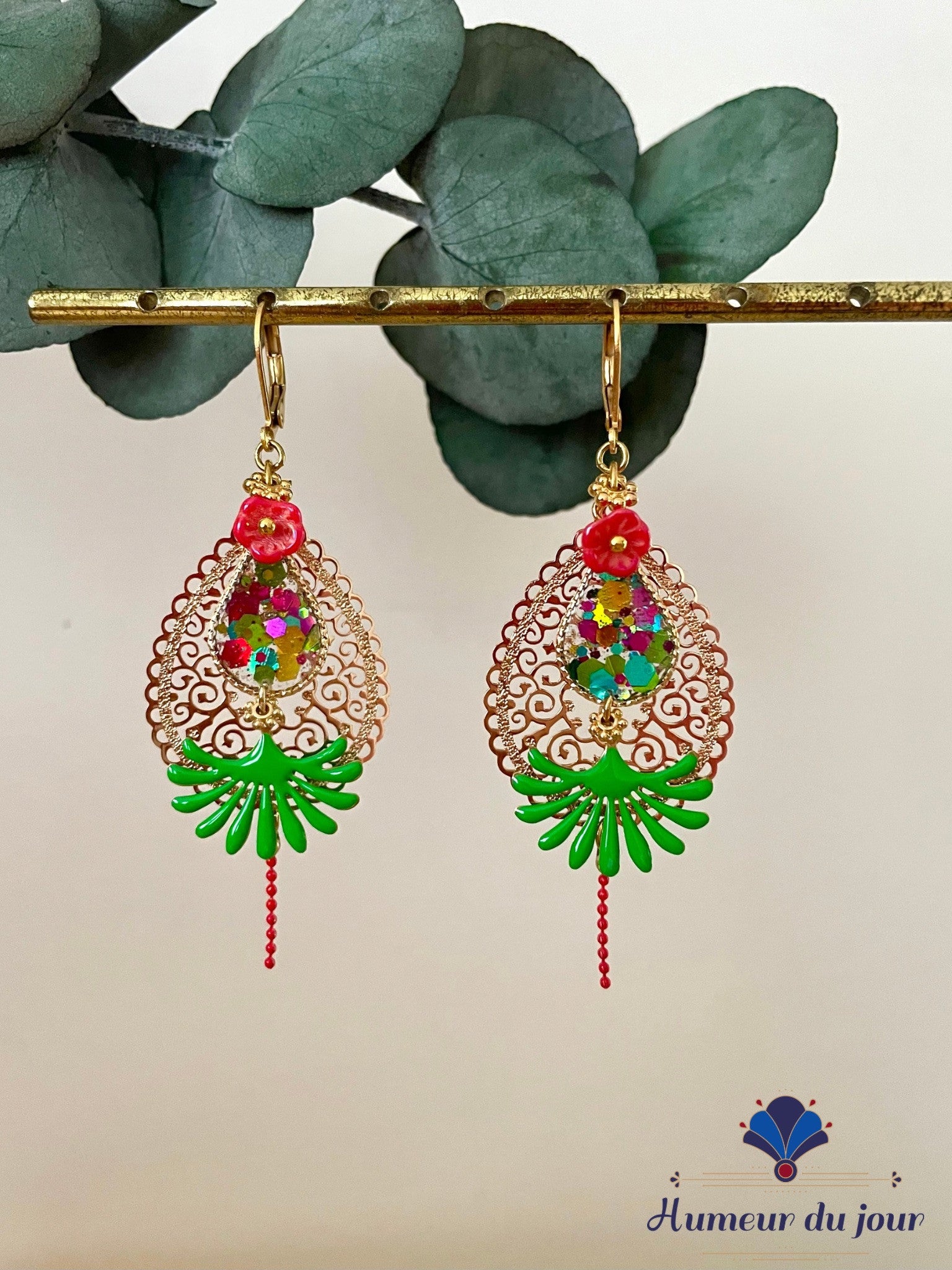 Dormeuses Gouttes "Paradise" multicolore