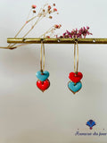 "2 Hearts" Creole Hoop Earrings