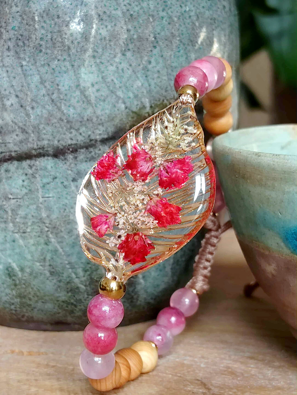 Bracelet Gypsophiles Fleur de carotte Jade