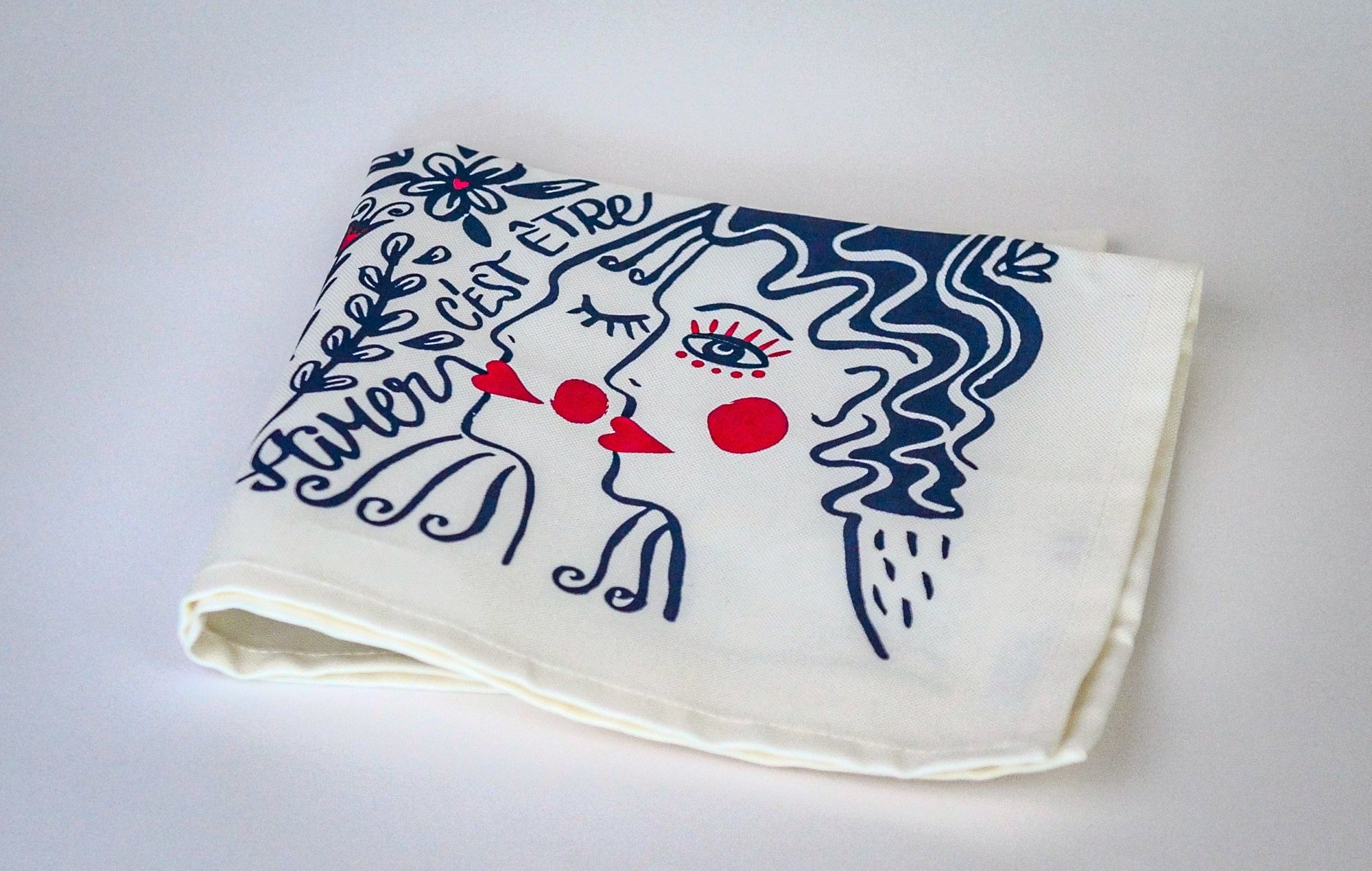 La serviette de table - Linge de table - "Les éternels amoureux"