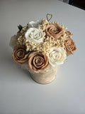 Beige and white flower box