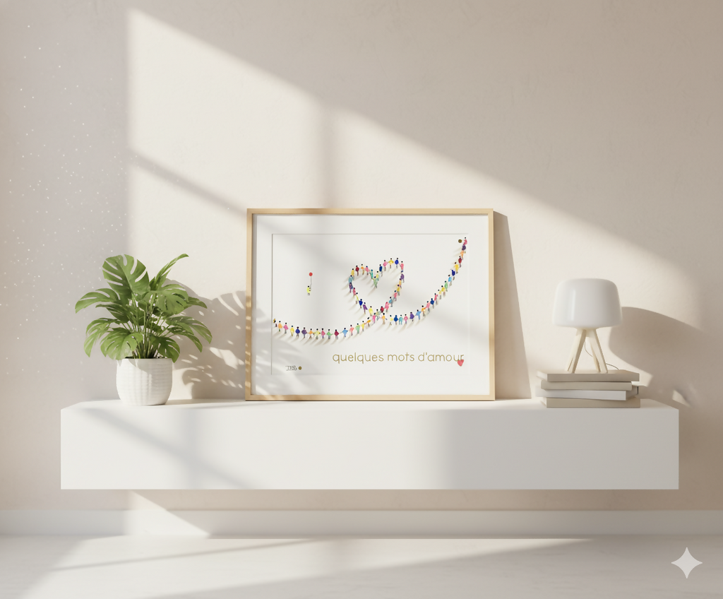 Dessin A4 mots doux (cadre en option)