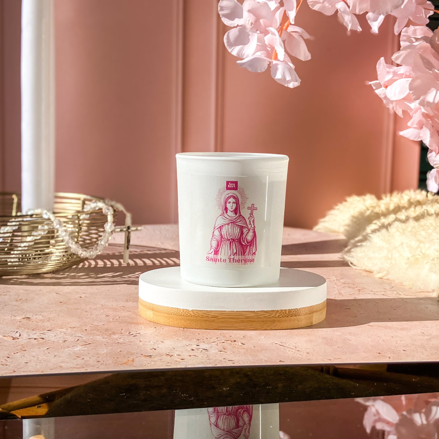 Bougie Sainte Thérèse Néo Keri, parfum Ambre gris