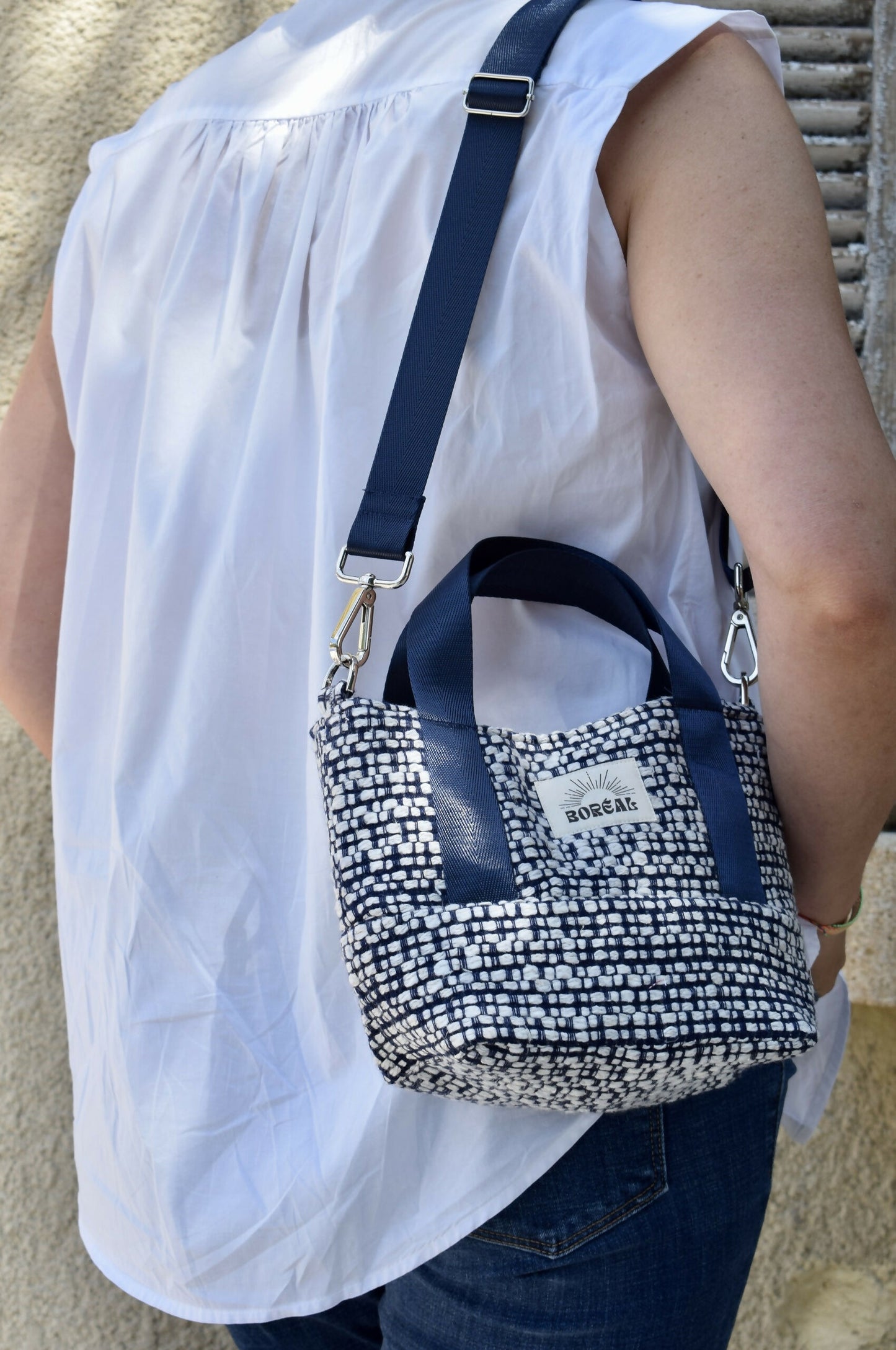 SAC ANÉMONE TWEED BLEU