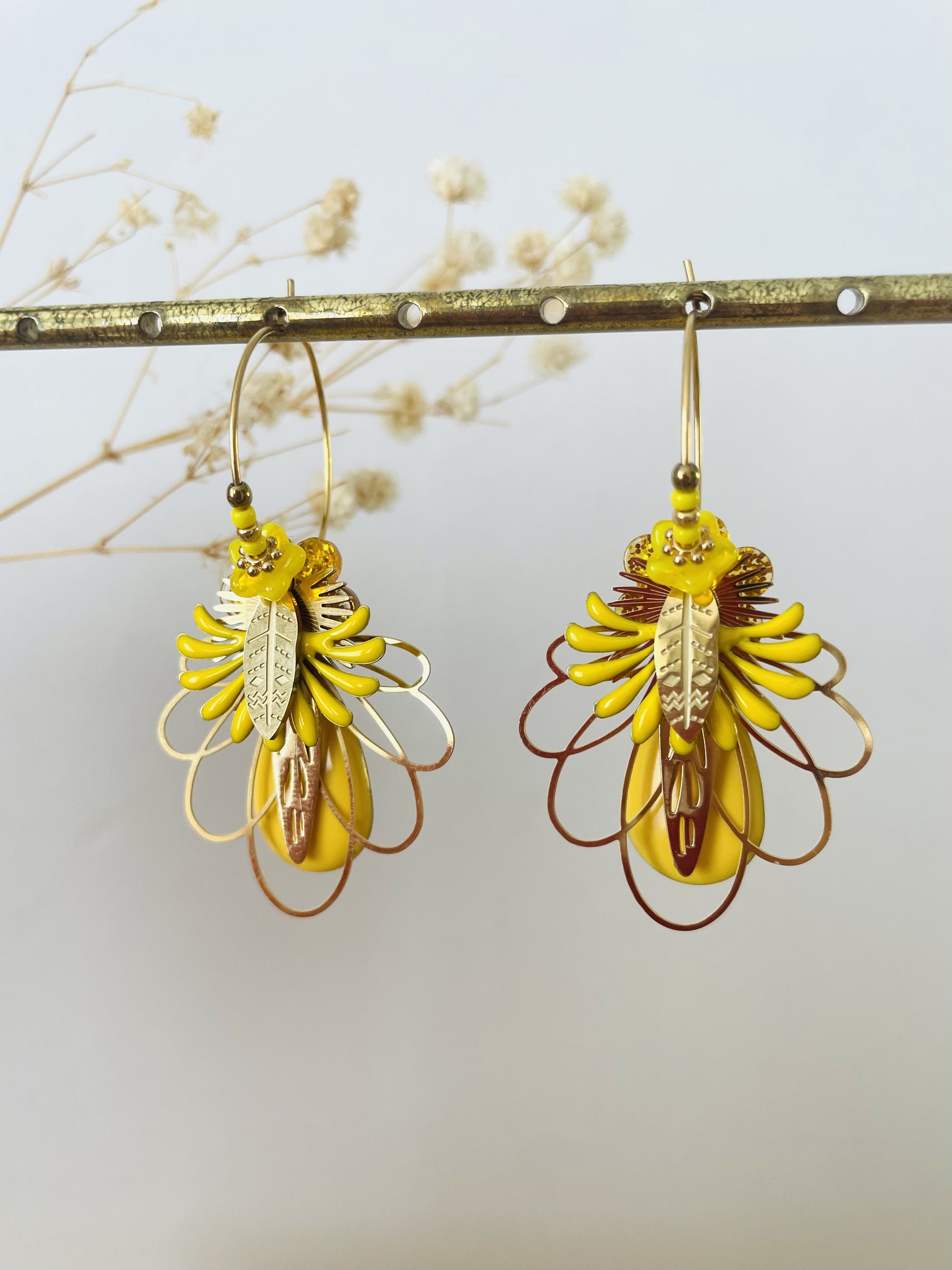 Créoles "Abeilles" jaunes
