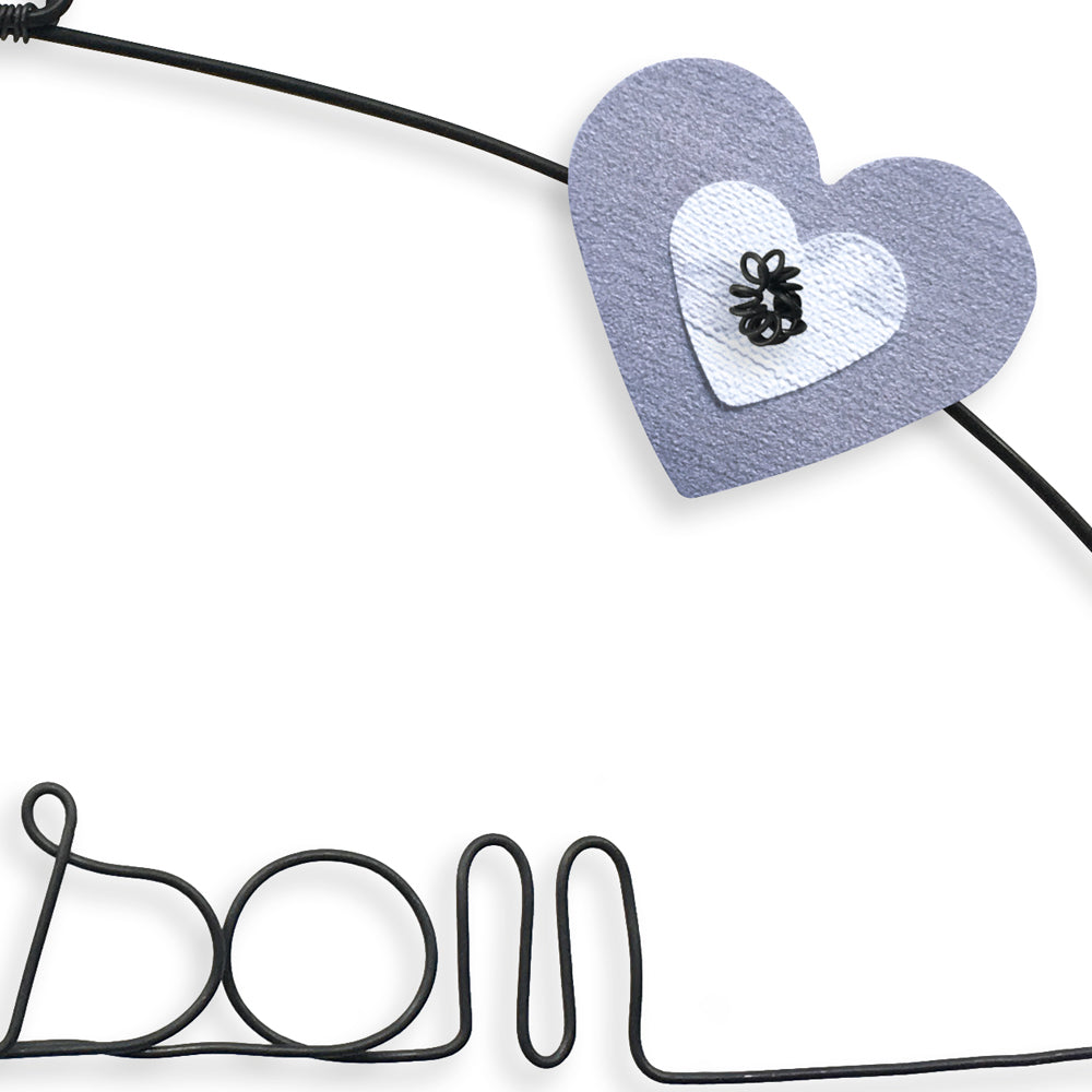 Message coloré en fil de fer - Coeur - Blanc : Maison du bonheur - environ 37 x 47 cm - Bijoux de mur