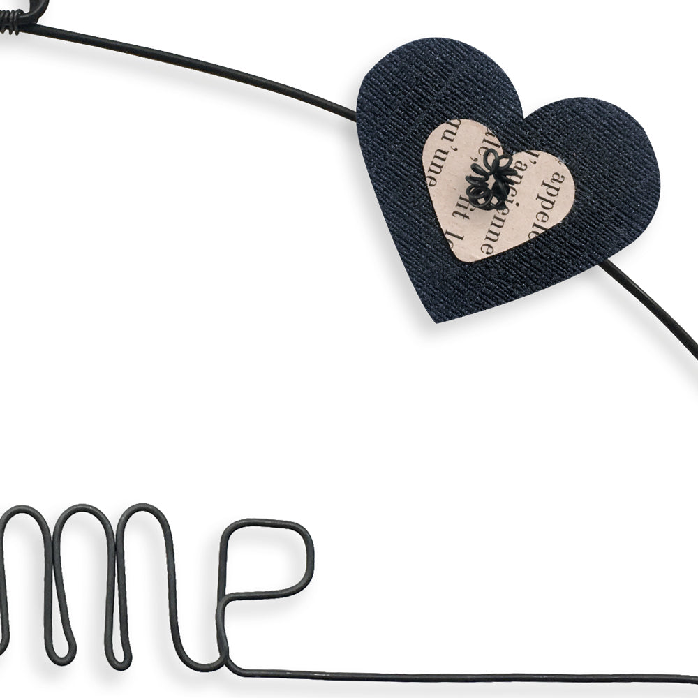 Message coloré en fil de fer - Coeur - Noir : Home sweet home - environ 37 x 47 cm - Bijoux de mur