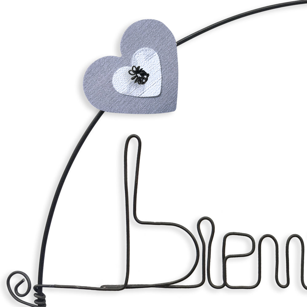 Message coloré en fil de fer - Chat - Blanc : Bienvenue - environ 29 x 33 cm - Bijoux de mur
