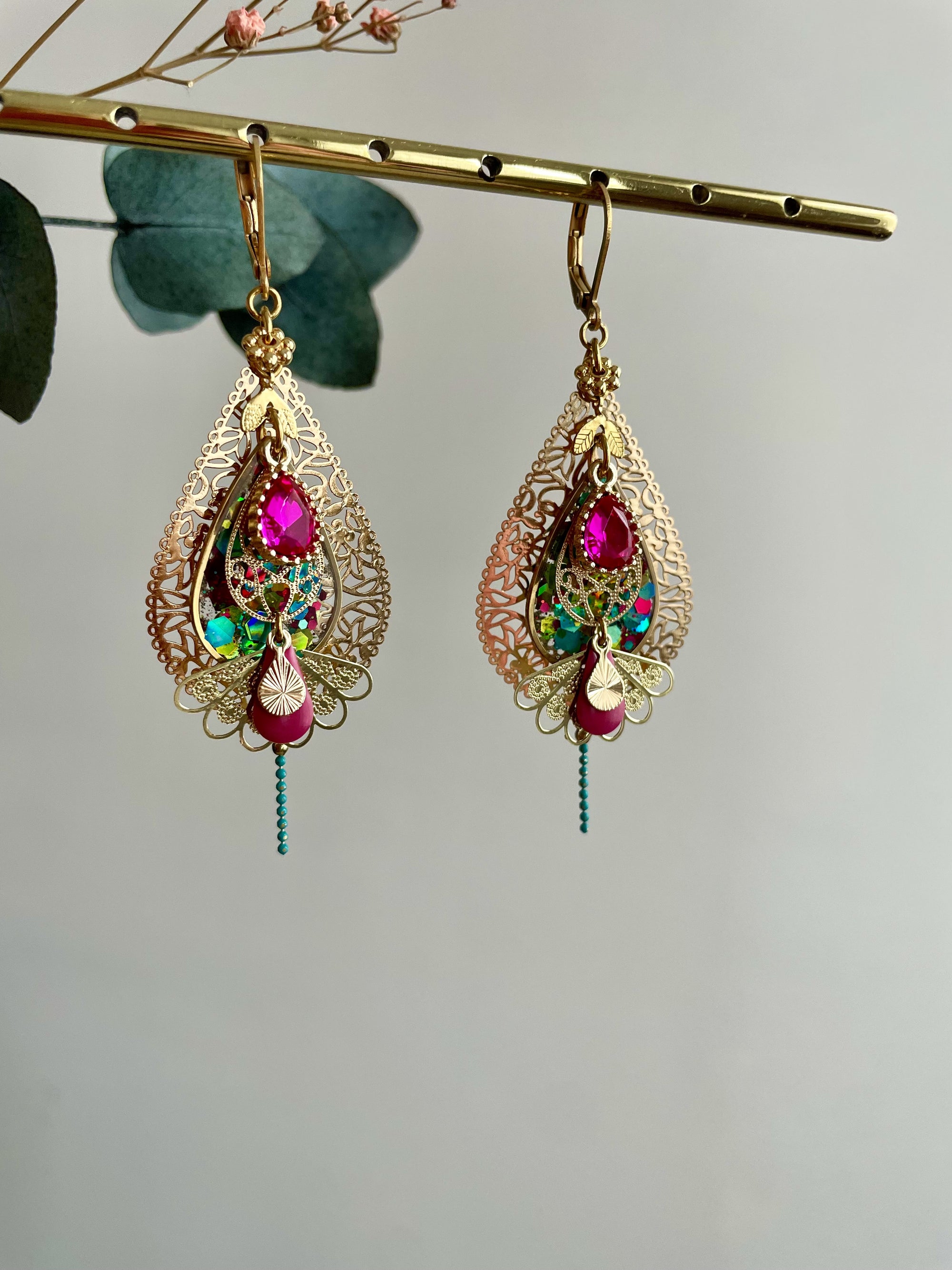 Dormeuses "Disco Porto" multicolores et roses