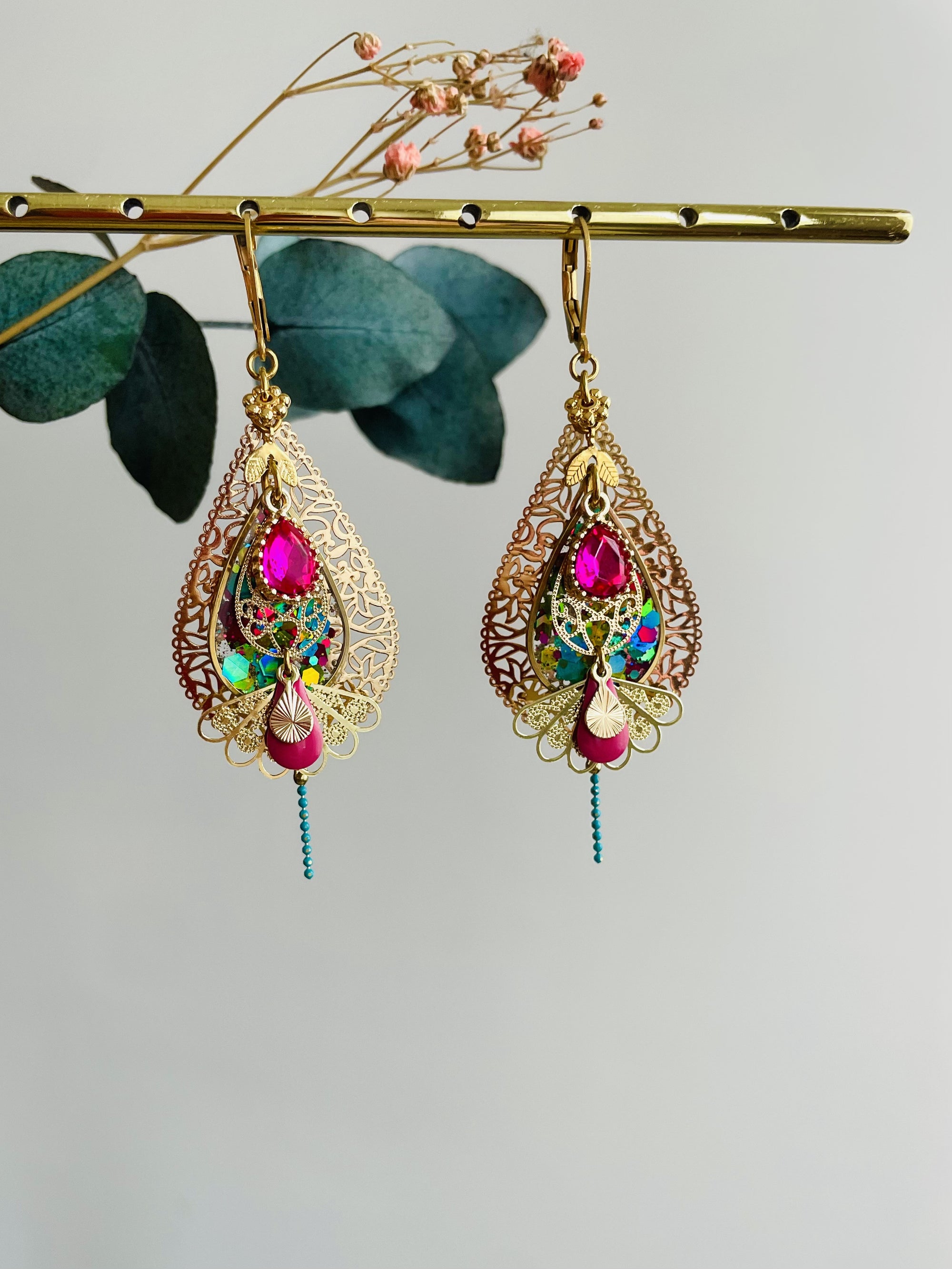 Dormeuses "Disco Porto" multicolores et roses