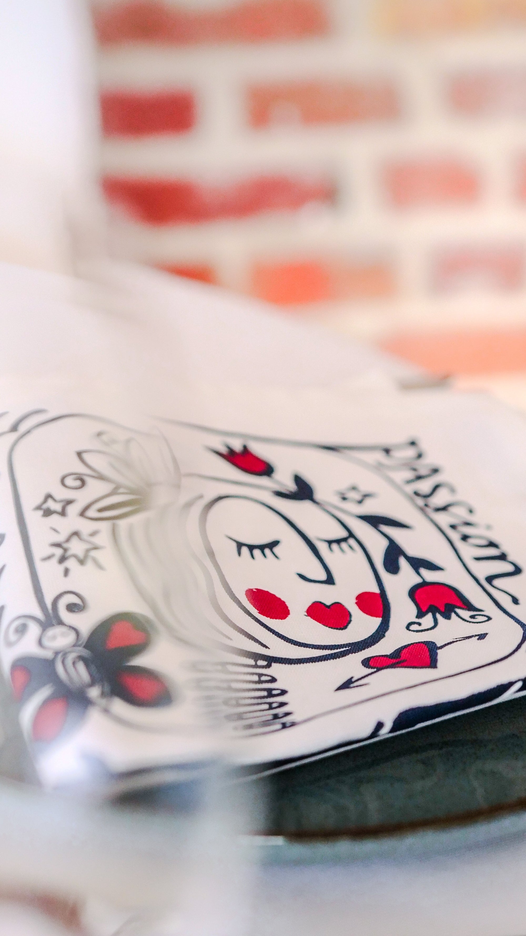 La serviette de table - Linge de table - "Les éternels amoureux"