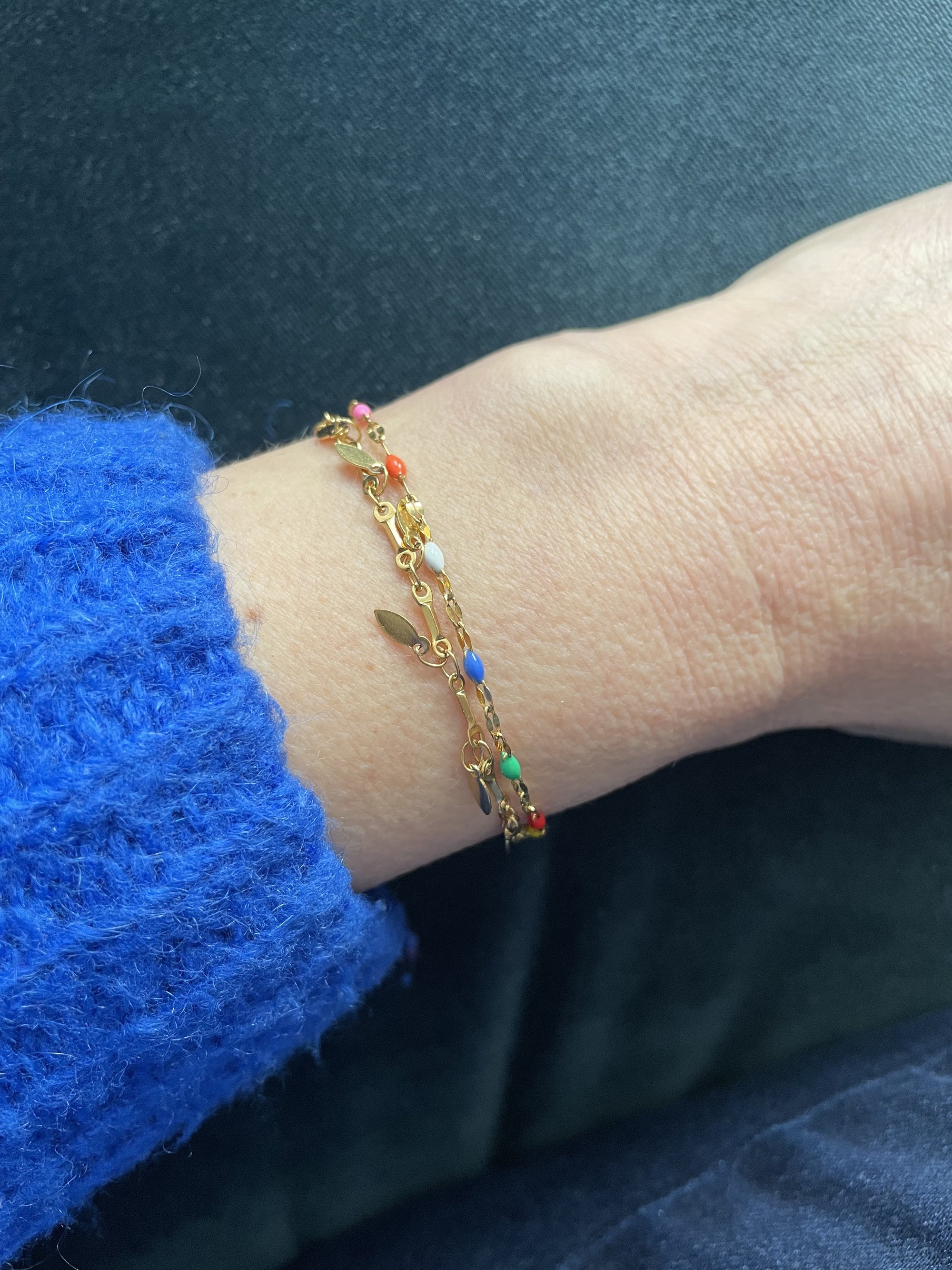 Bracelet chaine goutte multicolore
