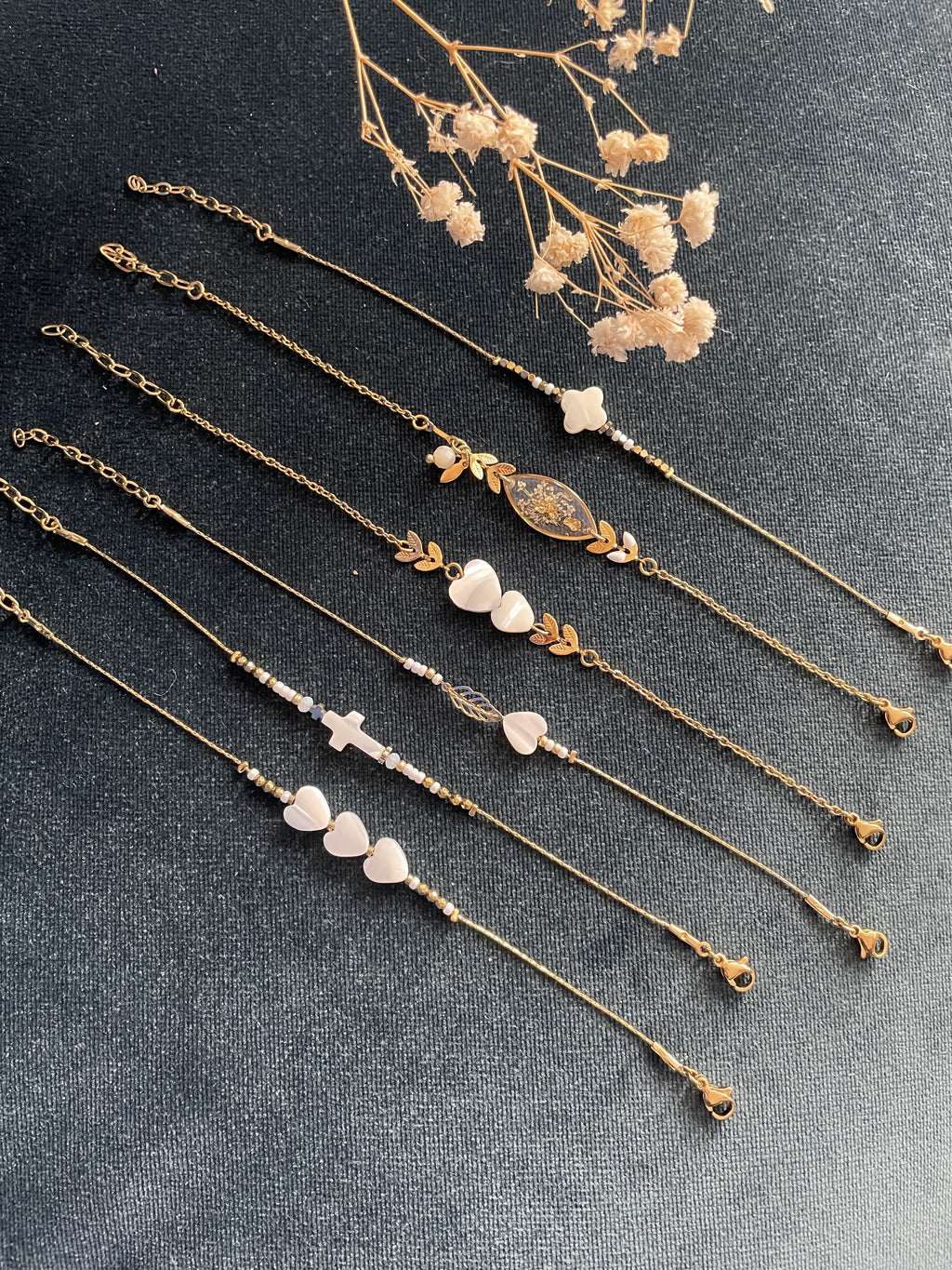 Bracelet treffle nacre