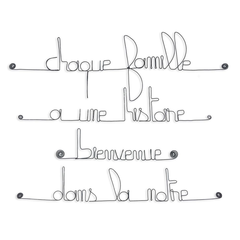 Citation en fil de fer " Chaque famille a une histoire, bienvenue dans la nôtre " - à punaiser - Bijoux de mur