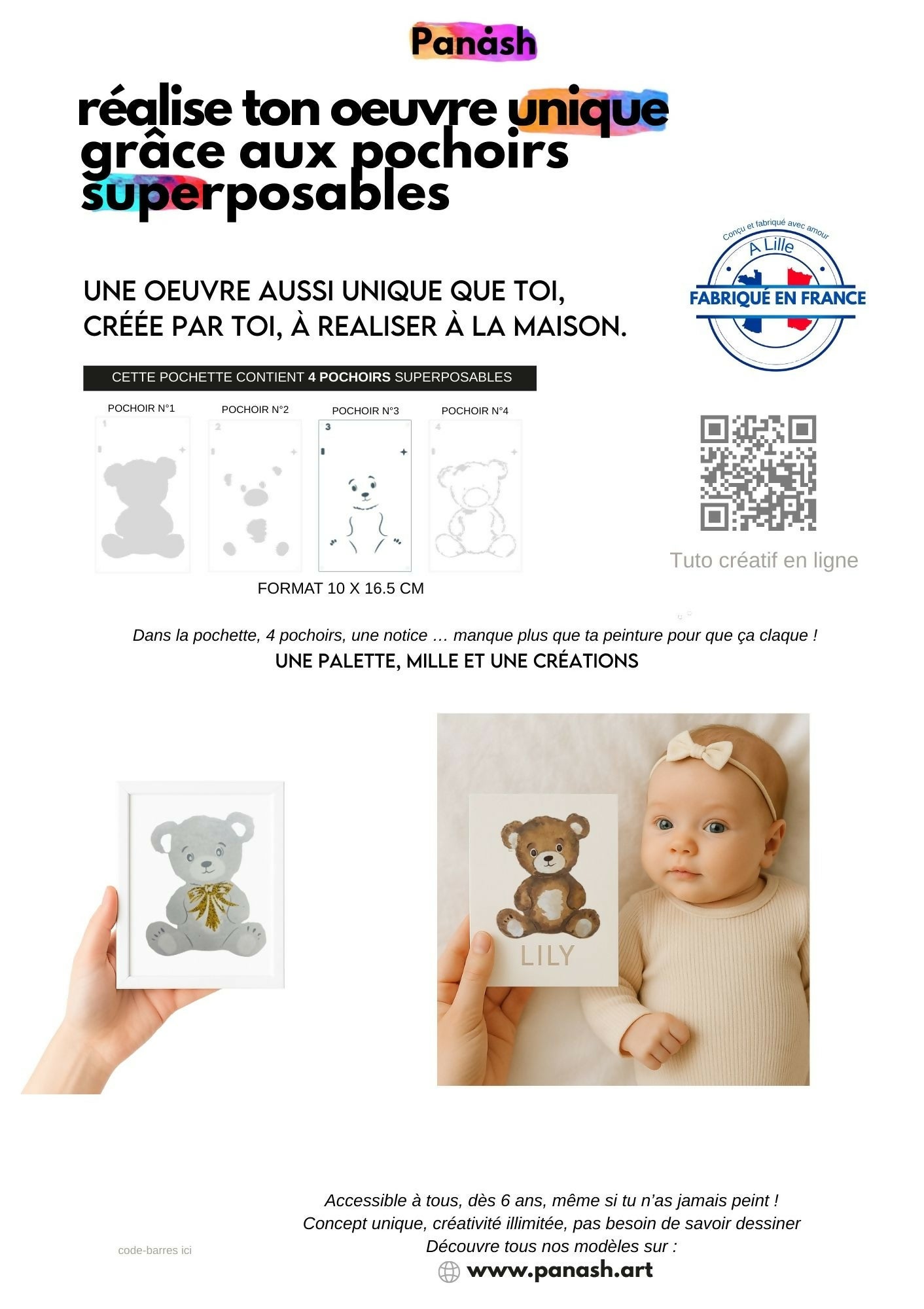 4 pochoirs CP ourson