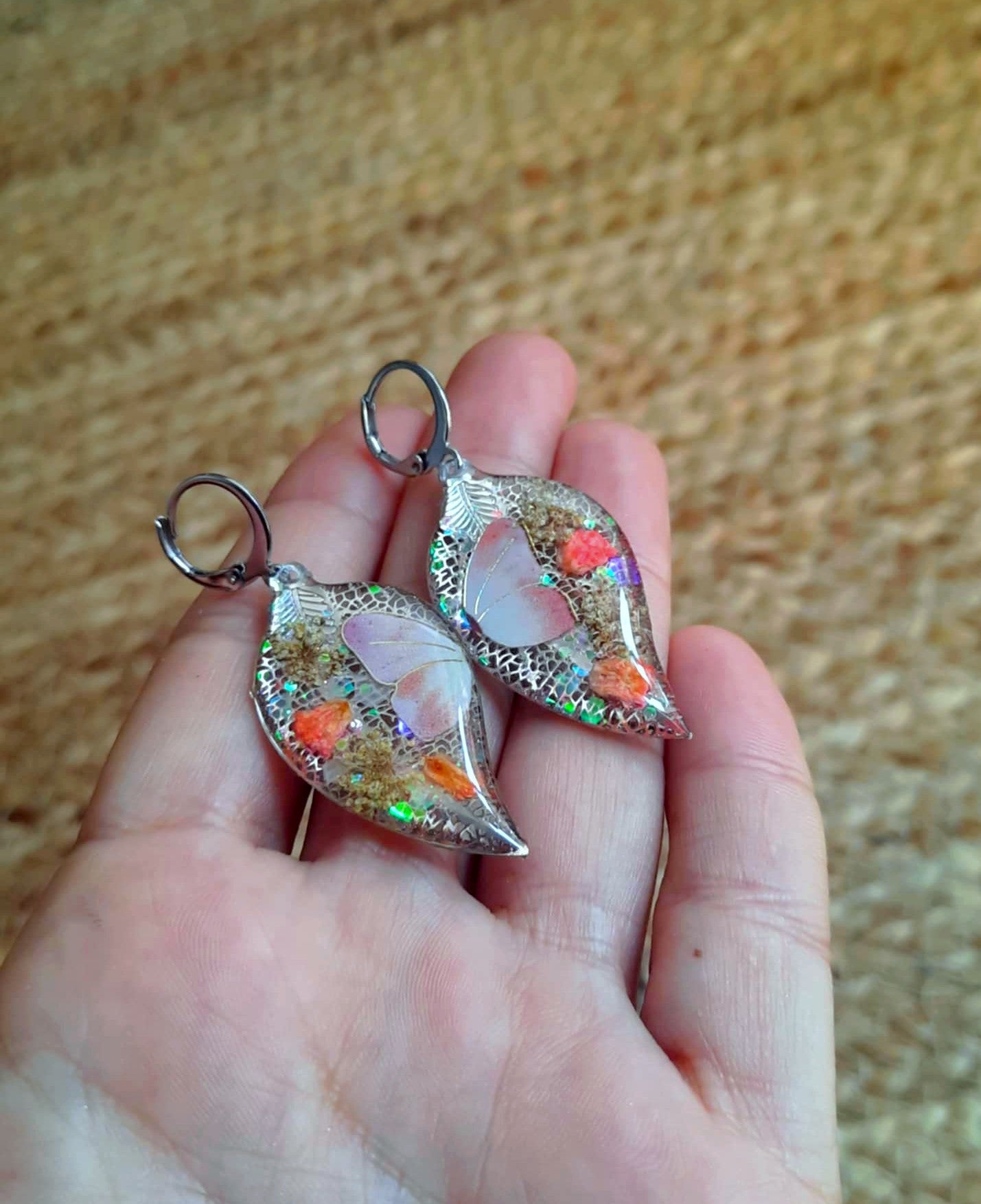 Boucles d'oreille, Fleur de carotte, Gypsophiles