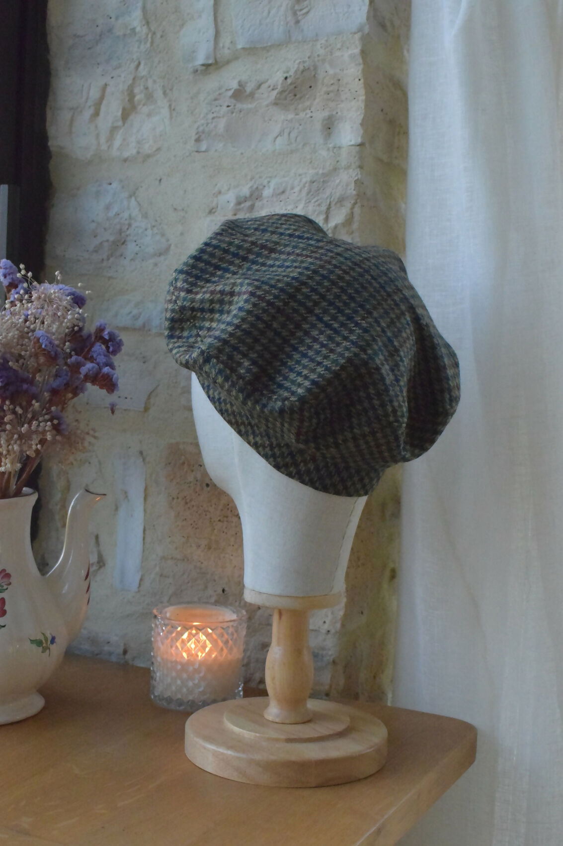 beret-laine-vert-pied-poule-chic-ethique-artisanale-fait-main-tendance-upcycling