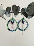 "Perched Parrot" green and blue creoles