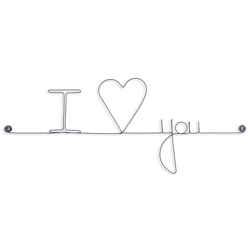 Message et forme en fil de fer " I love you (love en forme de coeur) " - à punaiser - Bijoux de mur