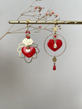 "Cupid Asymmetrical Heart" Stud Earrings