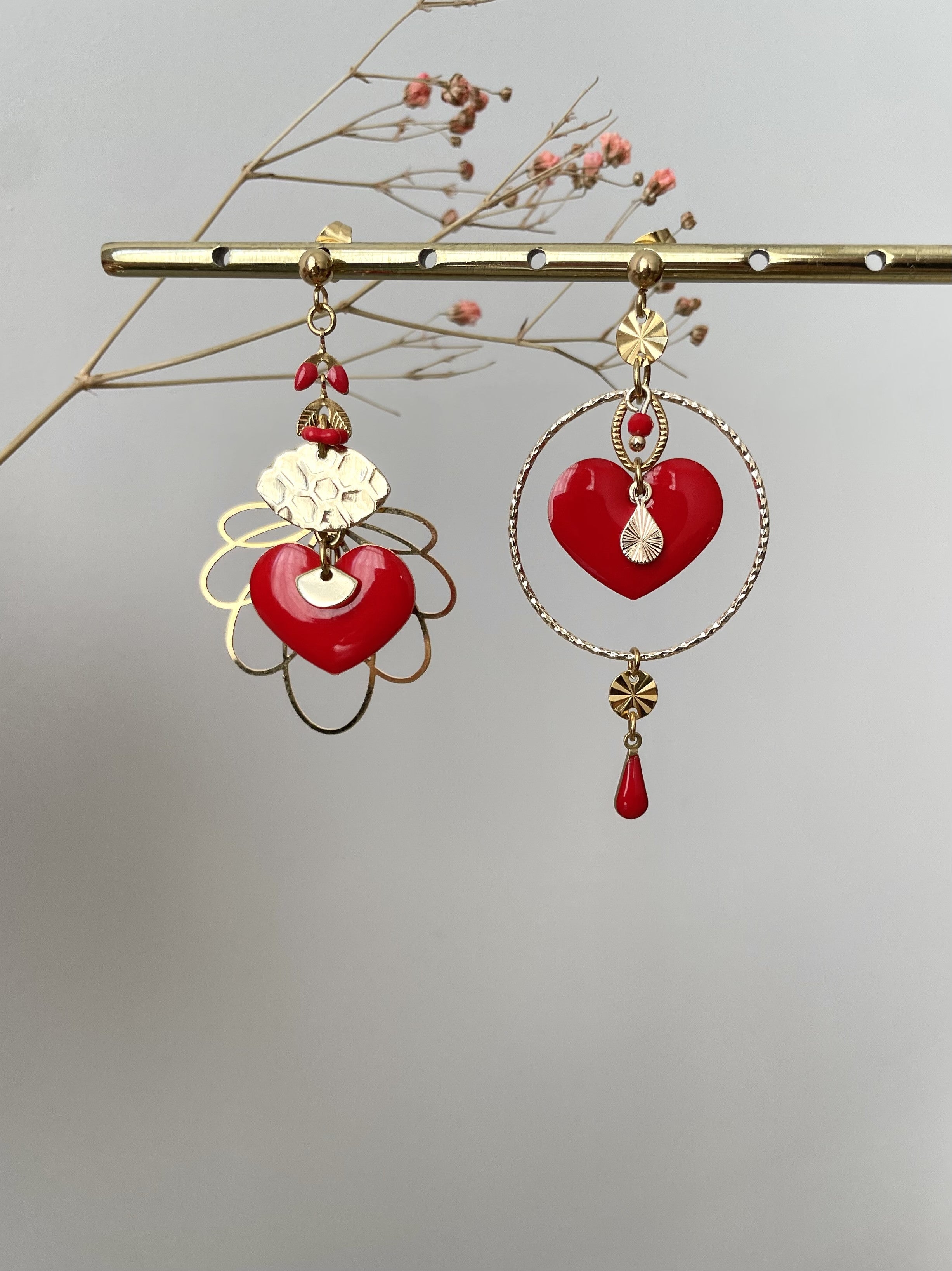 "Cupid Asymmetrical Heart" Stud Earrings
