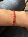 "Mini Peruvian" Bracelet, Red and Coral