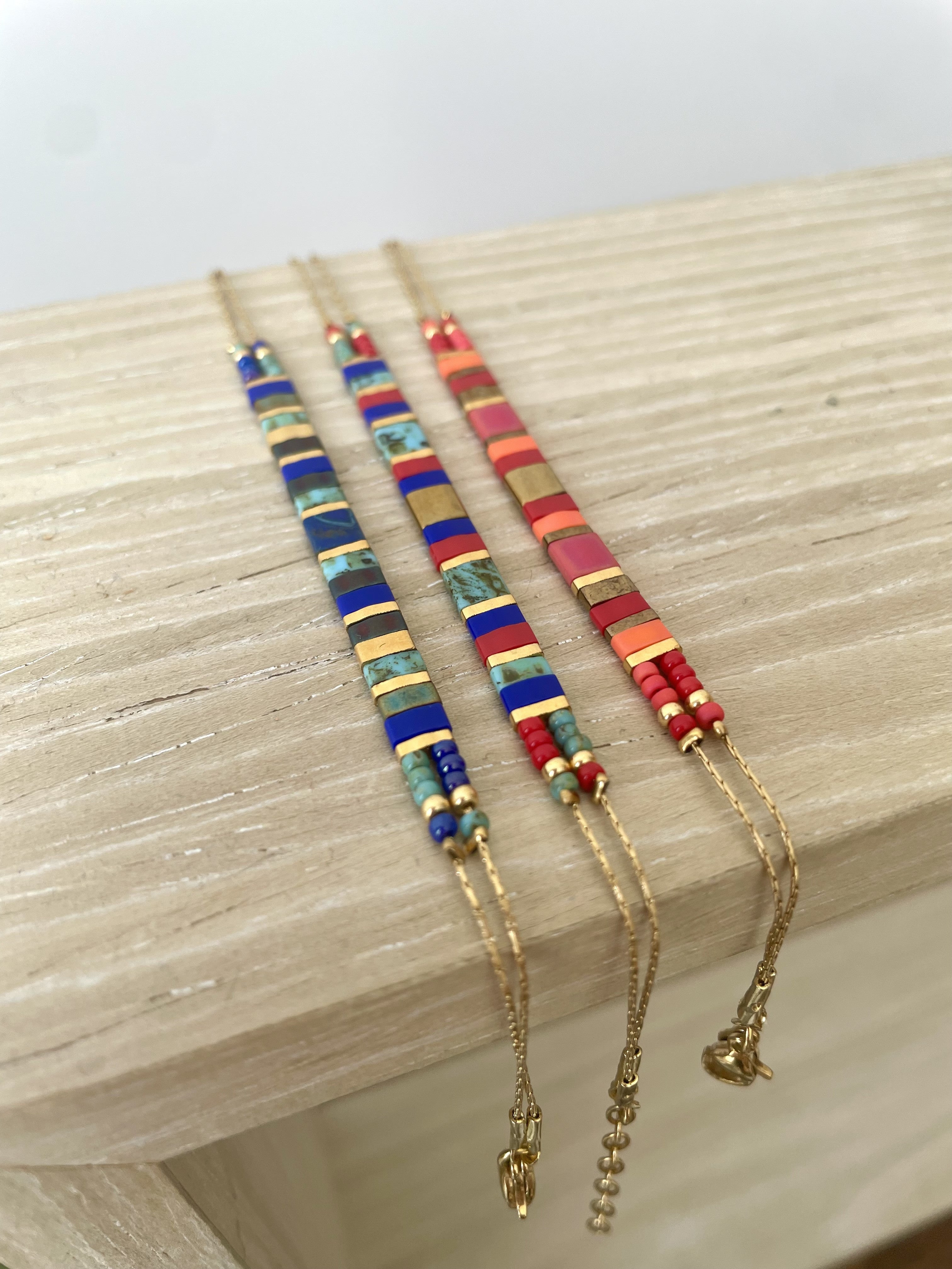 "Mini Peruvian" Bracelet, Red and Coral
