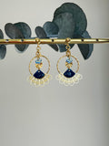 "Bohemian mini fan sleeper" earrings in blue