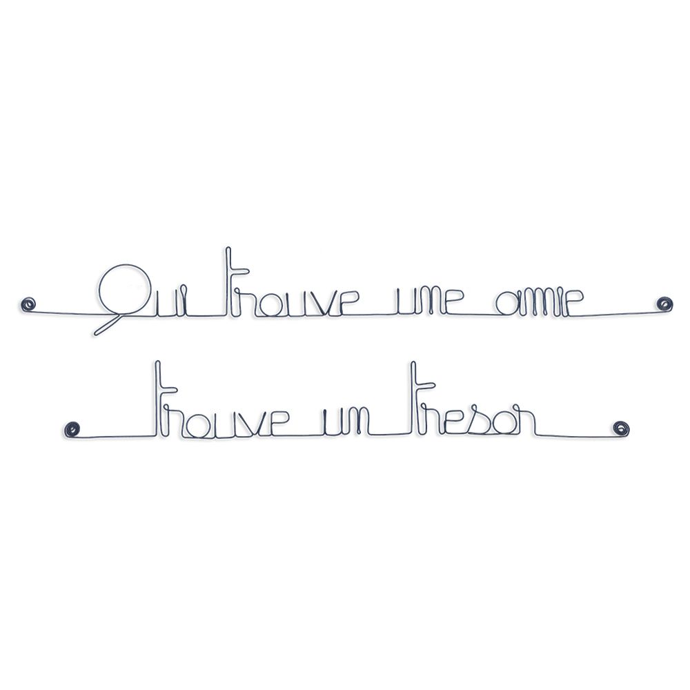 Citation en fil de fer " Qui trouve une amie trouve un trésor " - à punaiser - Bijoux de mur