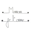"Mom I love you" simple wire message - to pin - Wall jewelry