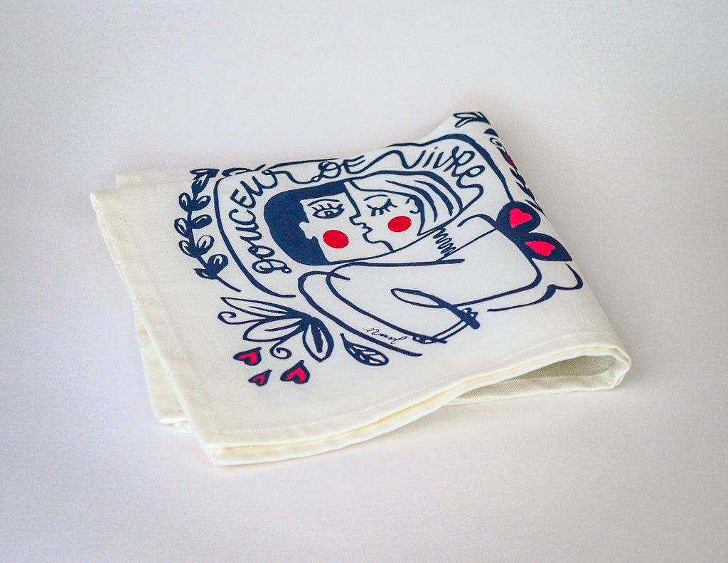 La serviette de table - Linge de table - "Les éternels amoureux"