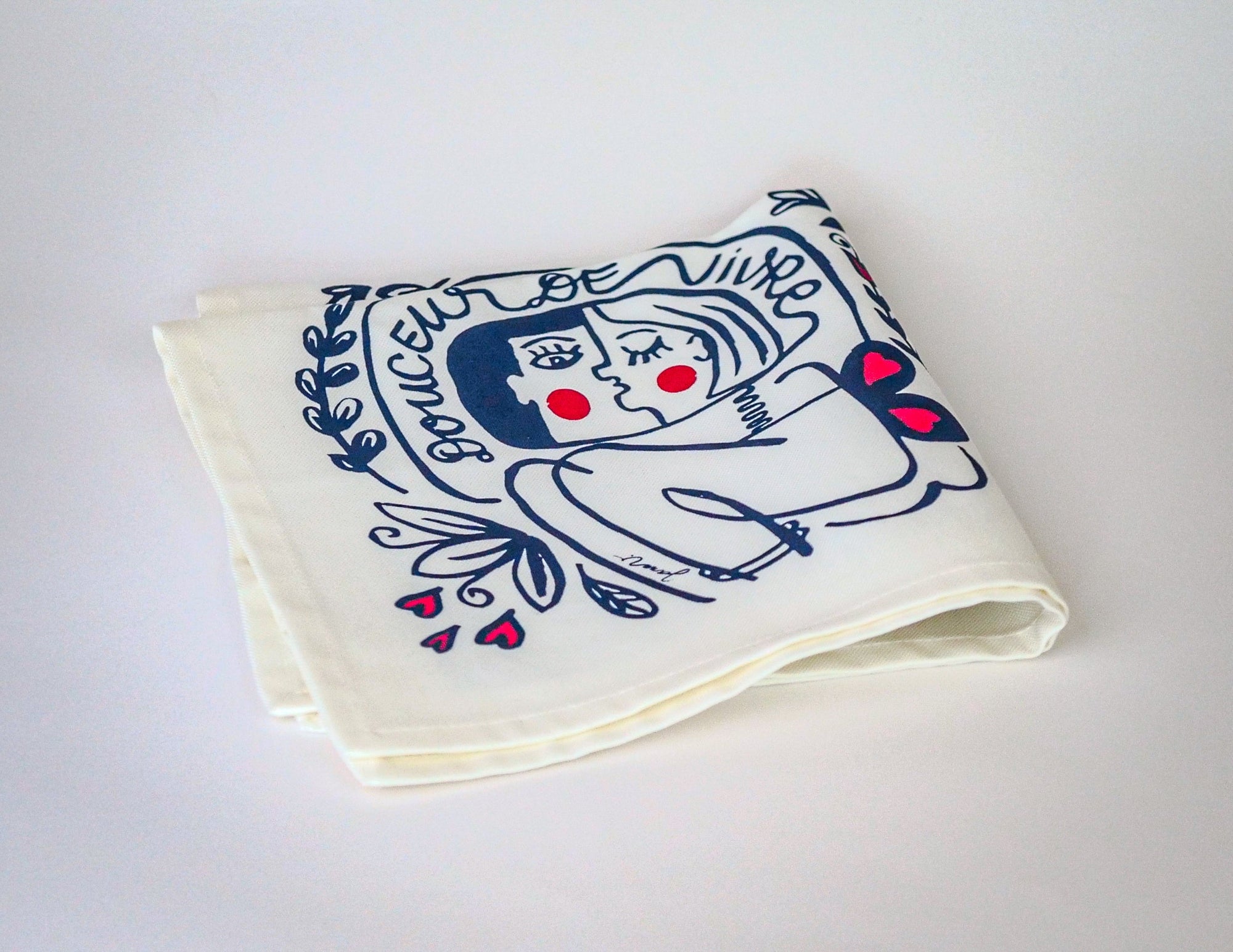 La serviette de table - Linge de table - "Les éternels amoureux"