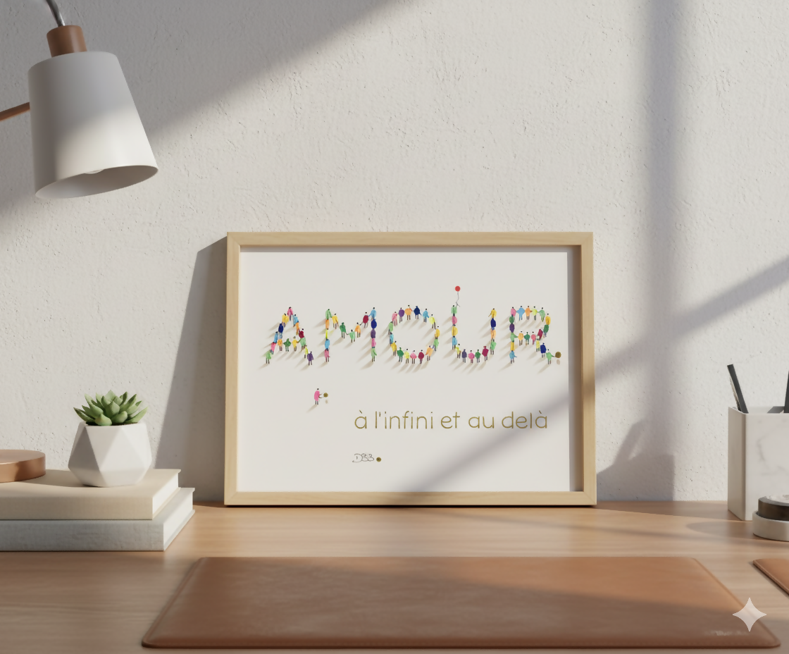 Dessin A4 mots doux (cadre en option)