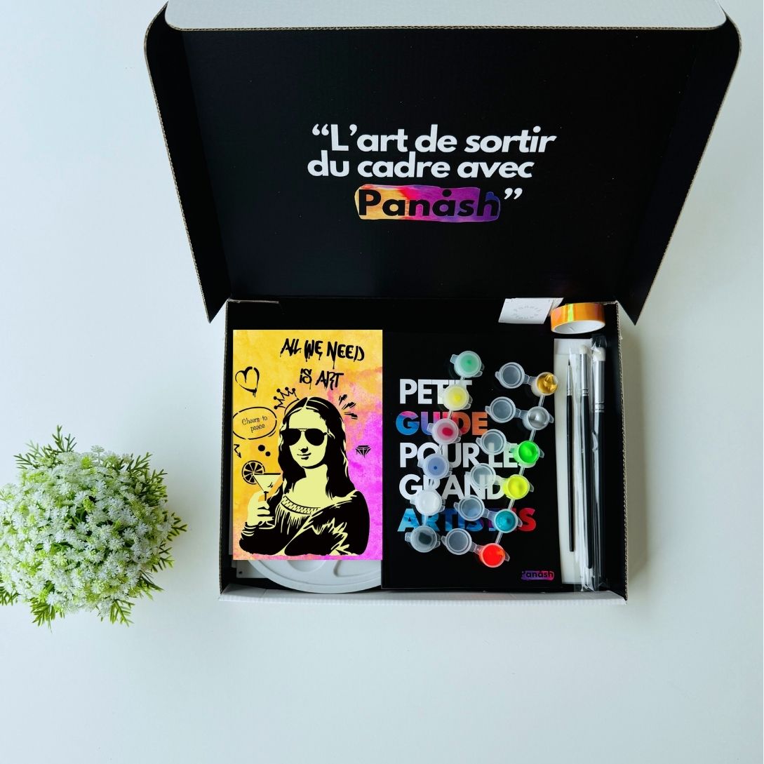 Coffret pochoir JOCONDE – 3 pochoirs superposables + kit peinture complet
