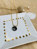 COLLIER céleste doré noir