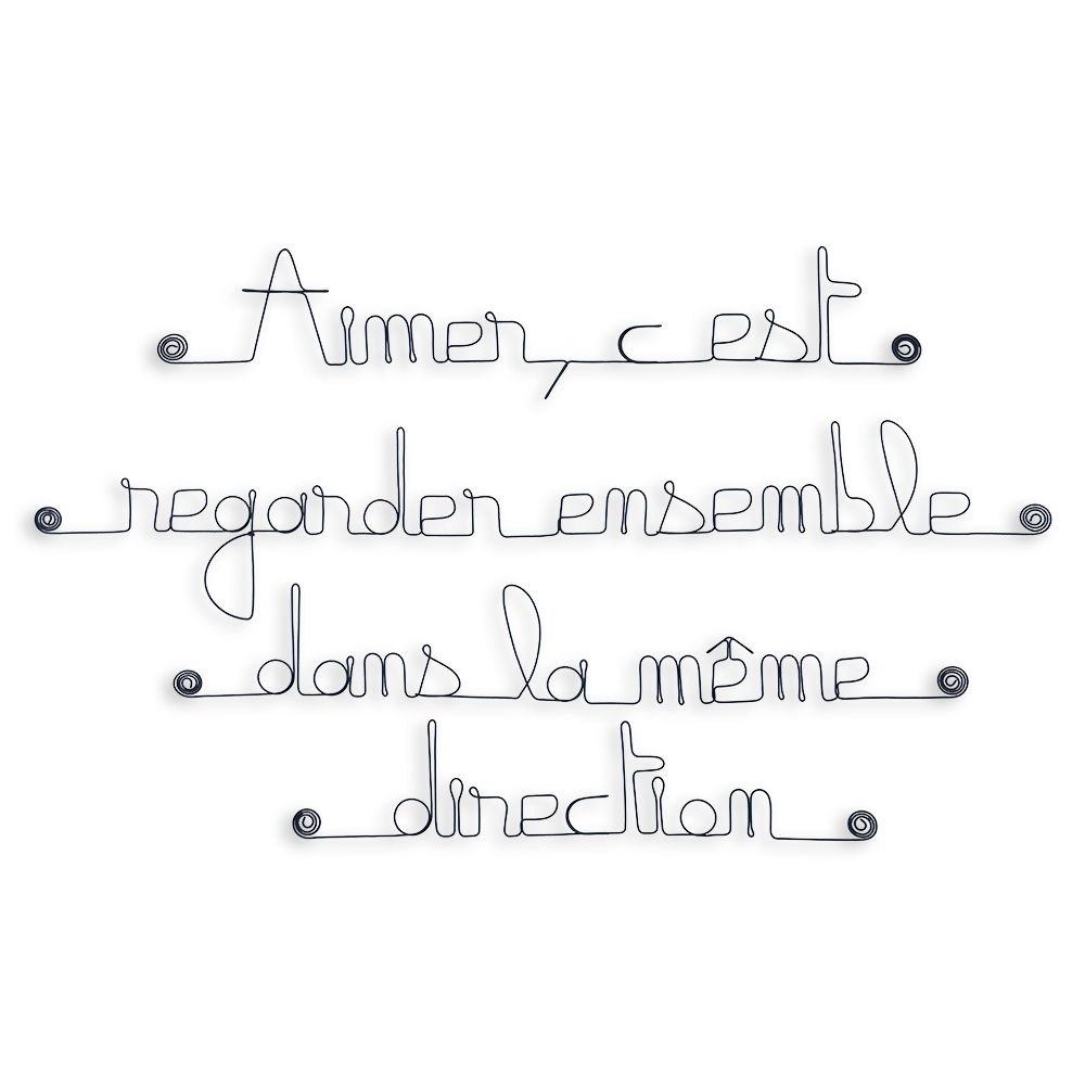 Citation en fil de fer " Aimer, c'est regarder ensemble dans la même direction " - à punaiser