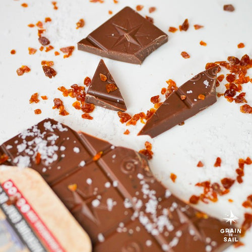 Organic Milk chocolate bar with caramel and sea salt - 100g